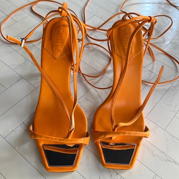 Schutz Vikki Strappy Stiletto (Bright Orange) - Picture 2 of 10